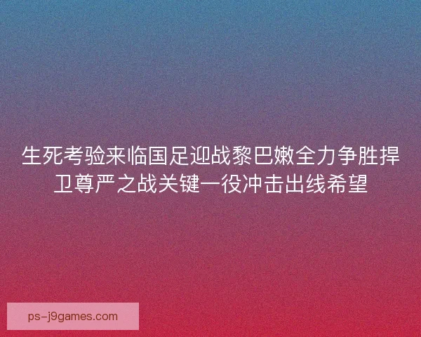生死考验来临国足迎战黎巴嫩全力争胜捍卫尊严之战关键一役冲击出线希望